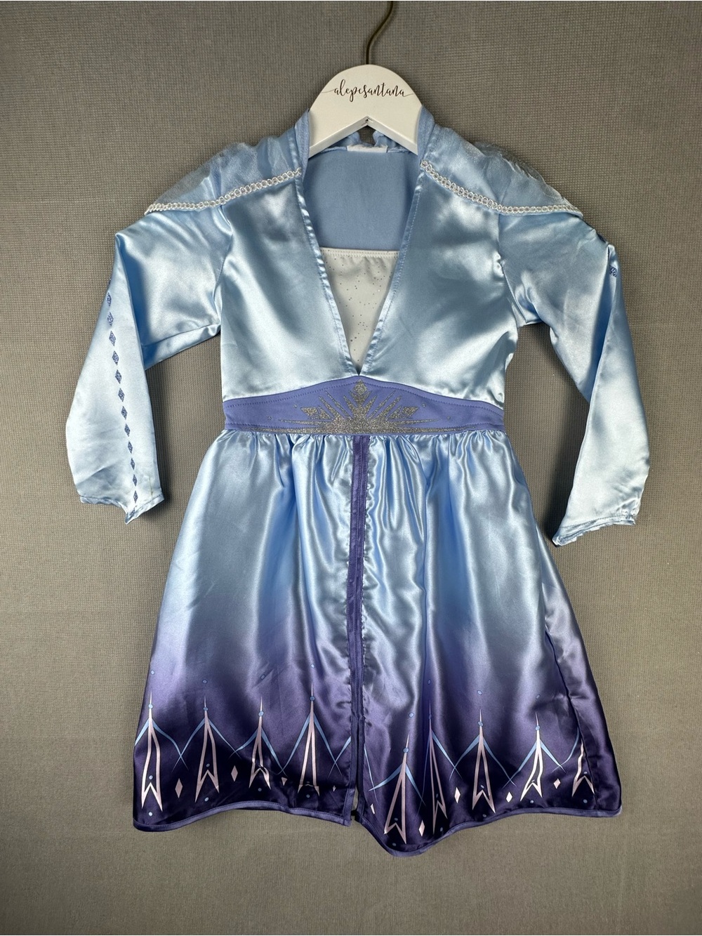 Elsa Inspired Princess Costume Dress Girls Blue Purple Long Sleeve Snow Queen